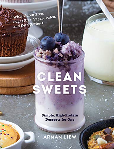 Book cover featuring desserts with blueberries, and text "Clean Sweets.