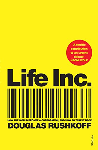 Yellow book cover with bold black text “Life Inc.” and a barcode image.
