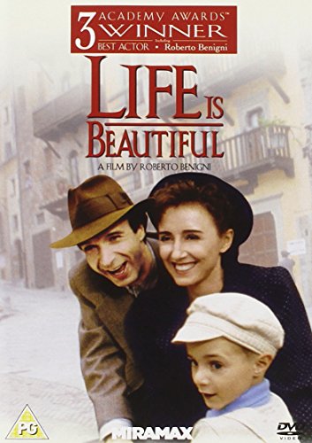 DVD cover for Life Is Beautiful featuring a smiling man, woman, and young boy.