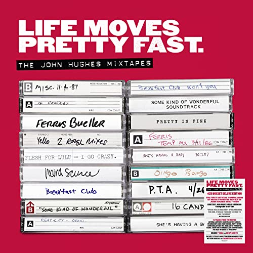 Album cover featuring a collage of handwritten cassette tape labels on a red background.