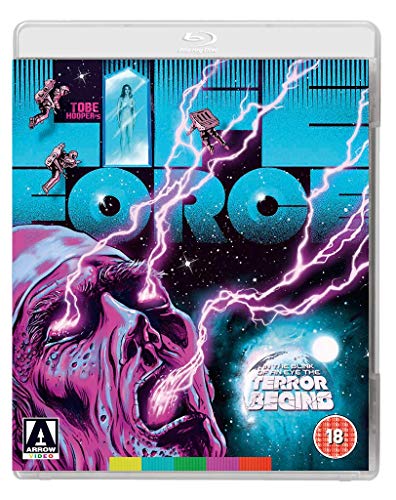 Blu-ray cover for sci-fi horror film Lifeforce, featuring a face and eyes.