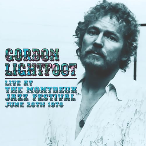 Gordon Lightfoot portrait with album text on a light blue background.
