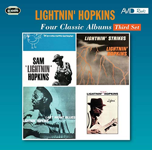Album cover for Lightnin' Hopkins Four Classic Albums featuring four vintage record sleeve designs.