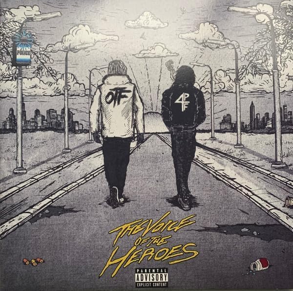 Album cover: two figures walking away on a sketched street scene.