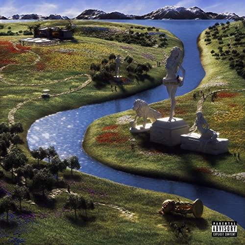 CD cover: surreal landscape with statues, a river, and distant mountains.