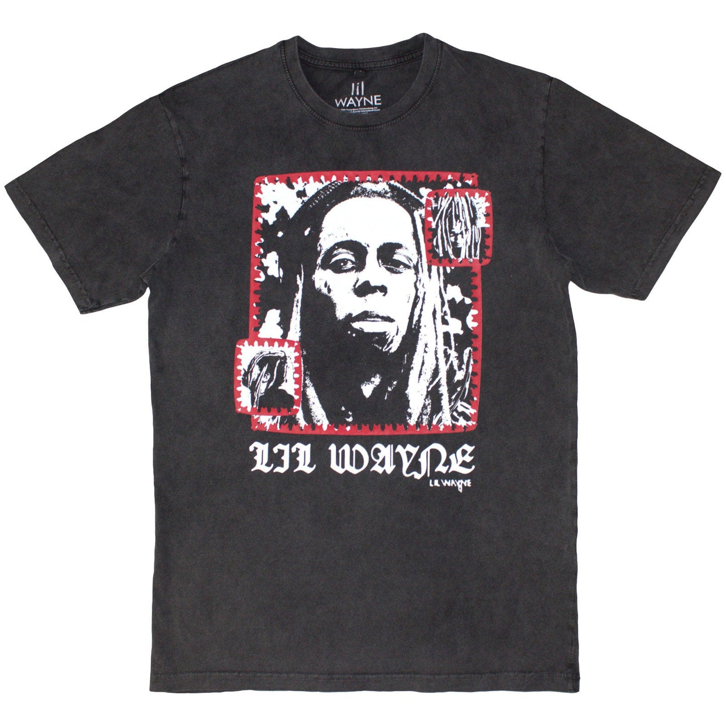 X-Large stone wash t-shirt featuring a monochrome photo of Lil Wayne.
