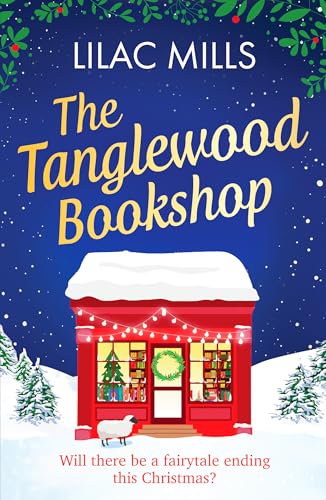 Book cover with snowy red bookshop illustration and white lettering.