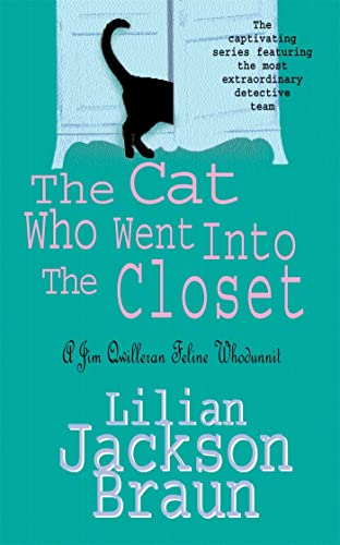 Book cover: a black cat peeks from behind a white closet.