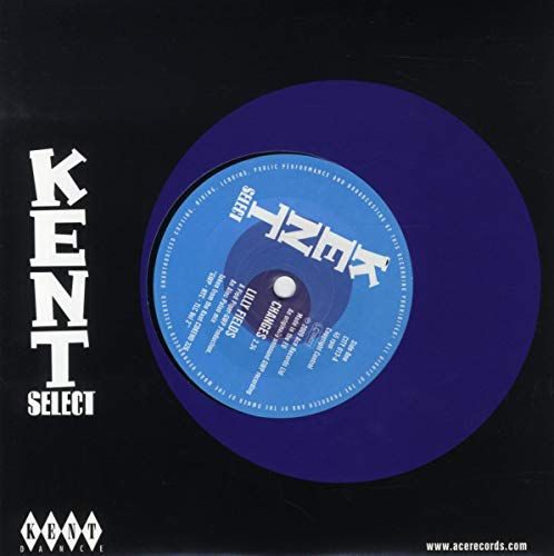 Blue vinyl record with white text on a black background.