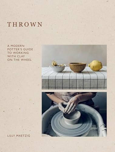 Book cover showing pottery on a table and hands shaping clay on a wheel.