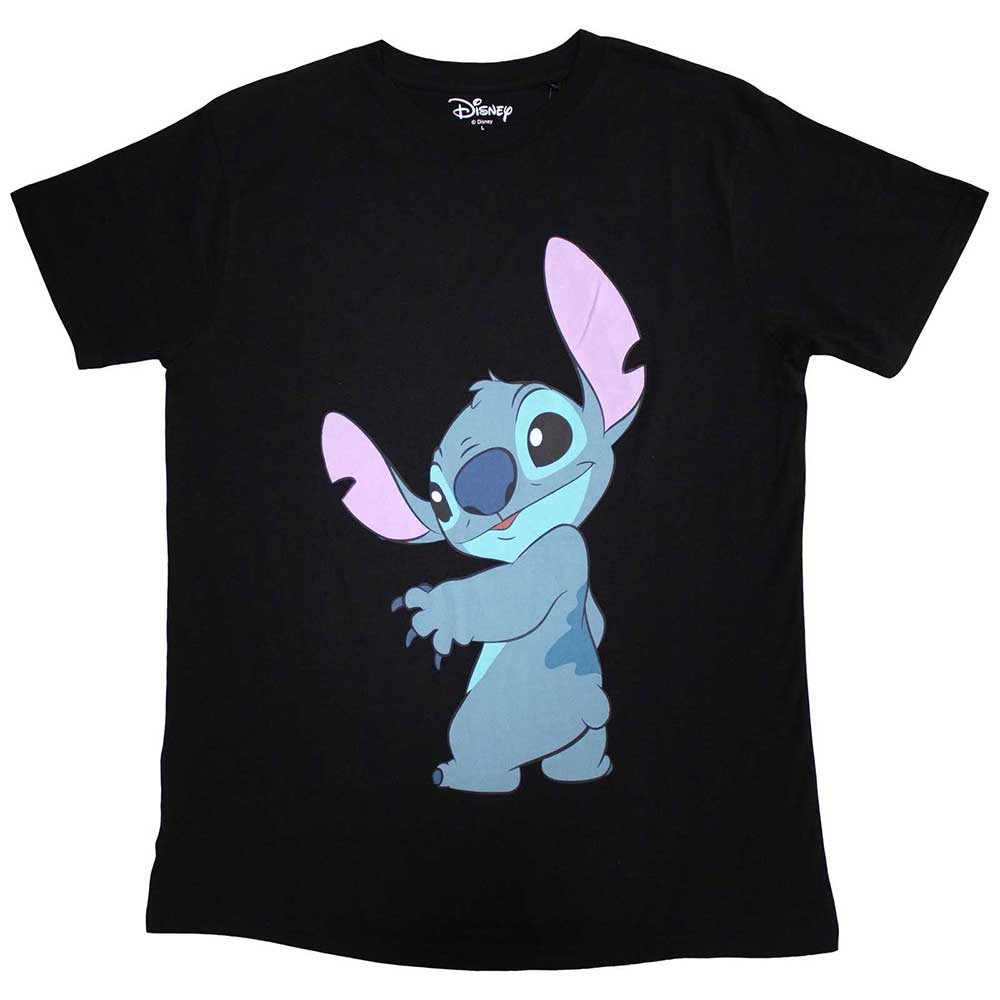 Large blue t-shirt featuring Stitch turning his head, Disney's Lilo & Stitch.