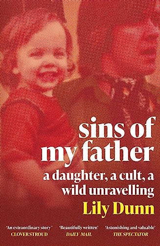 Red book cover with a baby’s face and title “Sins of My Father.”
