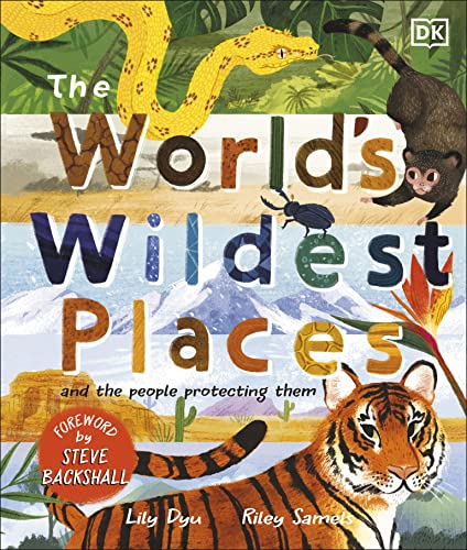 Book cover featuring wildlife illustrations: snake, tiger, orangutan, and mountainous landscape.