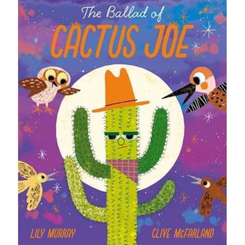 Book cover: a cactus with a face, wearing a hat, with birds.