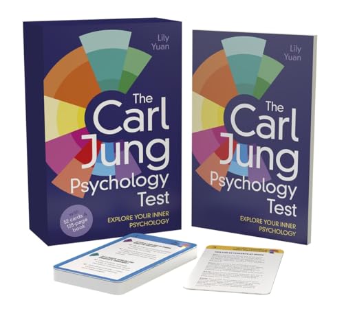 Navy box and cards with colorful circular design, text "The Carl Jung Psychology Test".