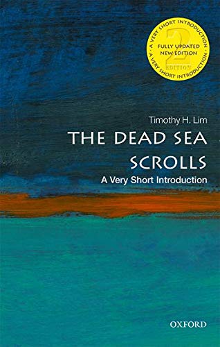 Book cover: "The Dead Sea Scrolls" with blue and green textured background.