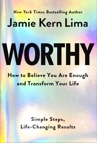 Book cover titled Worthy by Jamie Kern Lima on a metallic, iridescent background.