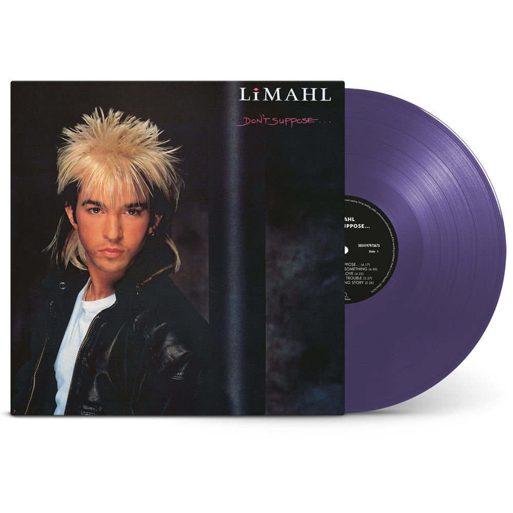 Purple vinyl record with portrait of singer Limahl on the cover.