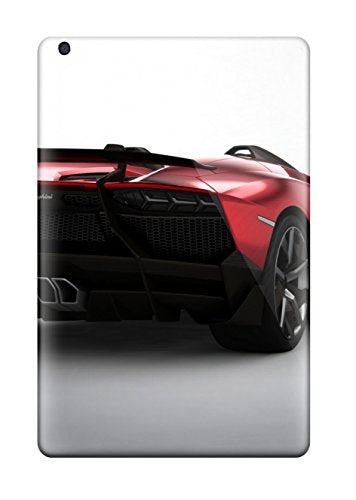 Red Lamborghini Aventador car image on a white tablet case.