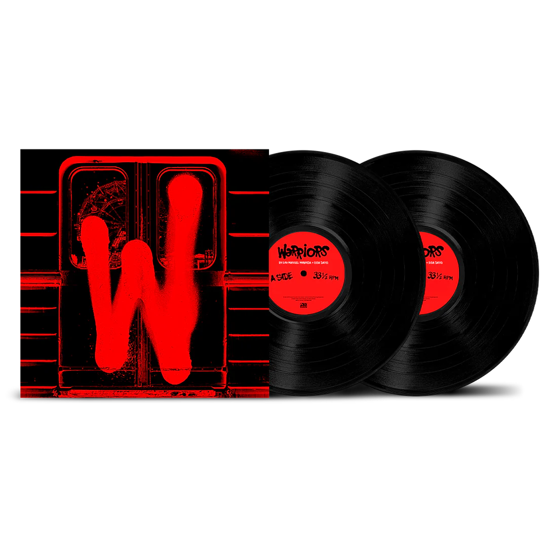 “WARRIORS” vinyl record with red “W” cover art and two black discs.