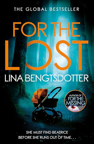 Book cover featuring a baby stroller in a dark, misty forest with orange text.