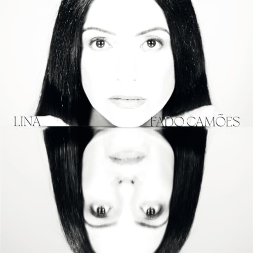 Black and white portrait of Lina with a mirrored reflection below her face.