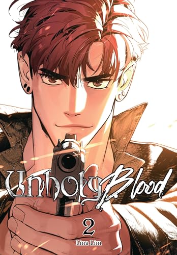 Man with gun, manga cover for “Unholy Blood, Vol. 2” by Lina Lim.