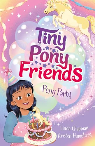 Book cover: girl with pony cake, a leaping golden pony above.