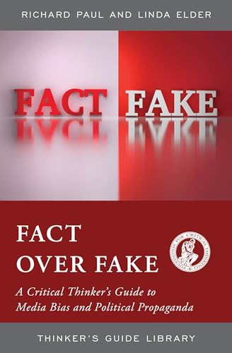 Book cover with “FACT” in white and “FAKE” in red, split design.