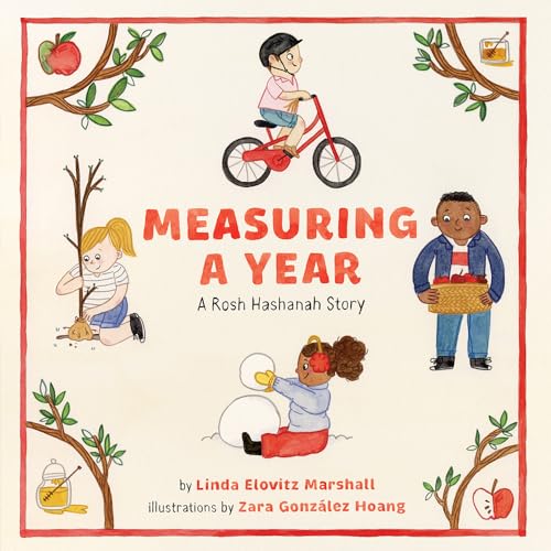 Book cover with children, apples, and seasonal activities, titled "Measuring a Year.