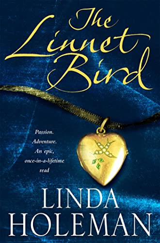Book cover: “The Linnet Bird” with a gold heart pendant illustration.