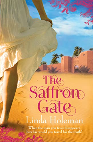 Book cover: woman in white dress, desert landscape, and fortress.