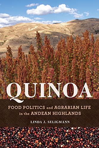 Book cover featuring quinoa plants and Andean mountains.