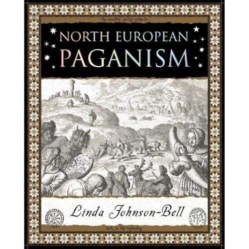 Book cover: "North European Paganism" with historical illustration and ornate border.
