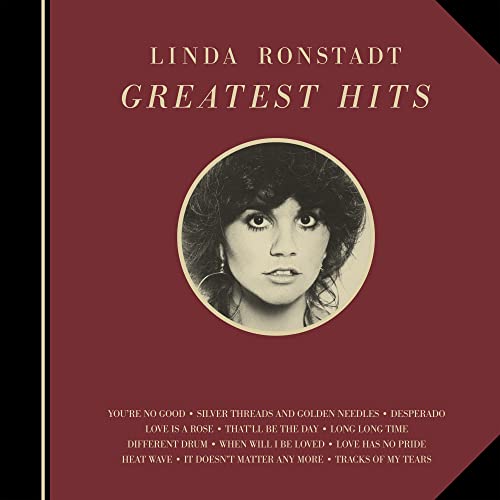 Linda Ronstadt’s “Greatest Hits” vinyl record with a portrait of the singer.