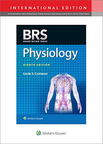 Cover of "BRS Physiology" textbook, eighth edition, with human anatomy illustration.