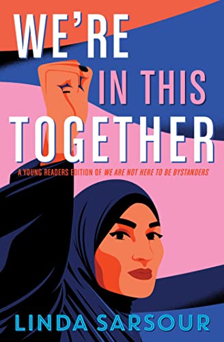 Book cover with a raised fist and portrait of a woman in hijab.