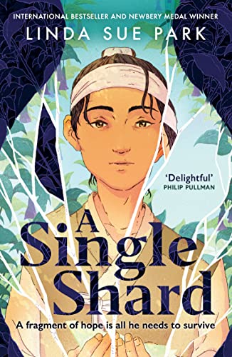 Book cover illustration of a young person in traditional clothing behind cracked glass.