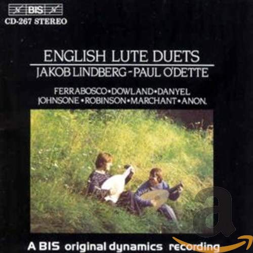 CD cover for "English Lute Duets" featuring a pastoral scene.