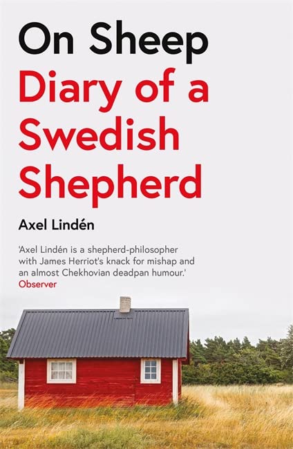 Book cover: red house in a field, title “On Sheep: Diary of a Swedish Shepherd”.