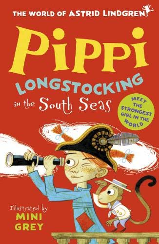 Book cover featuring Pippi Longstocking in a pirate hat looking through a telescope with Nilsson.