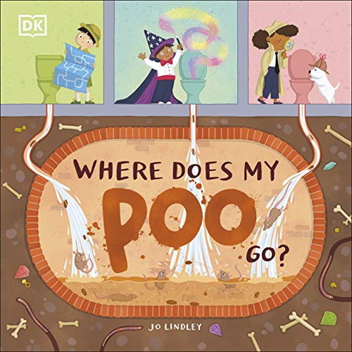 Children’s book cover with illustrations of toilets and underground scenes.