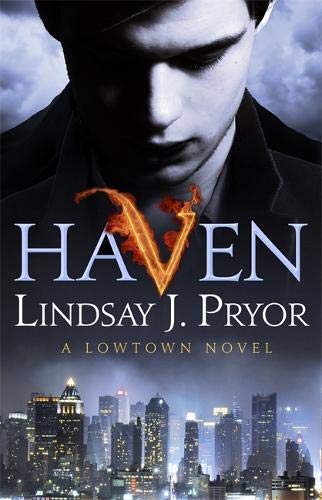 Book cover: “Haven” features a man’s face over a city skyline.