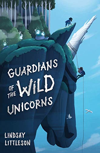 Book cover: children climbing a large, blue unicorn-like creature.