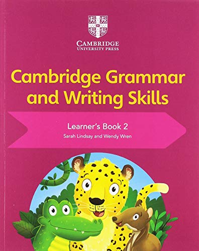 Textbook cover: "Cambridge Grammar and Writing Skills Learner's Book 2" with animals.
