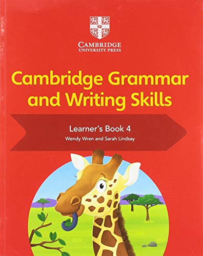 Red textbook cover with giraffe illustration, titled "Cambridge Grammar and Writing Skills.