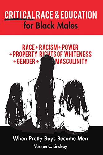 Book cover with silhouettes of three people and text about race and education.