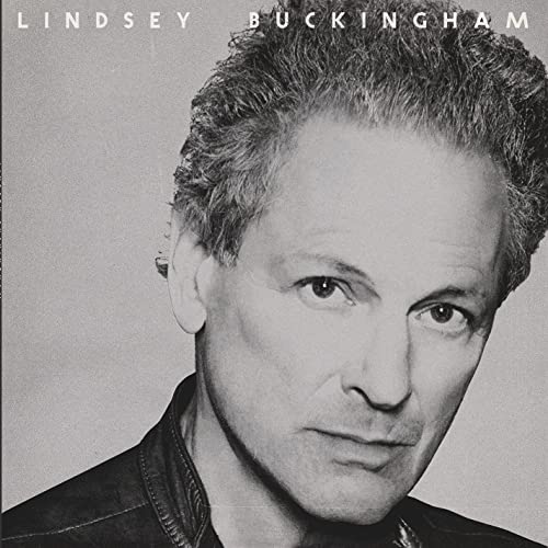 Black and white portrait of Lindsey Buckingham, album cover.