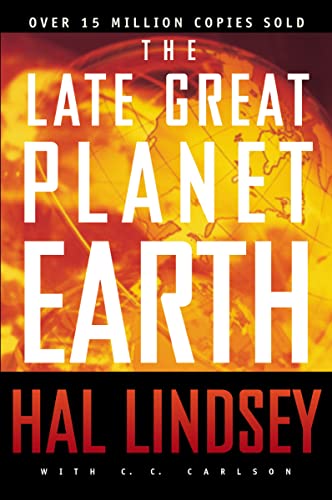 Book cover: "The Late Great Planet Earth" with fiery Earth image.