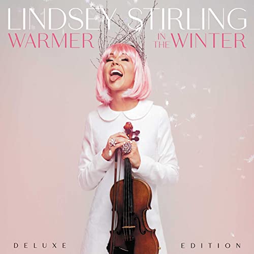 Lindsey Stirling album cover: pink-haired woman with a violin, winter theme.